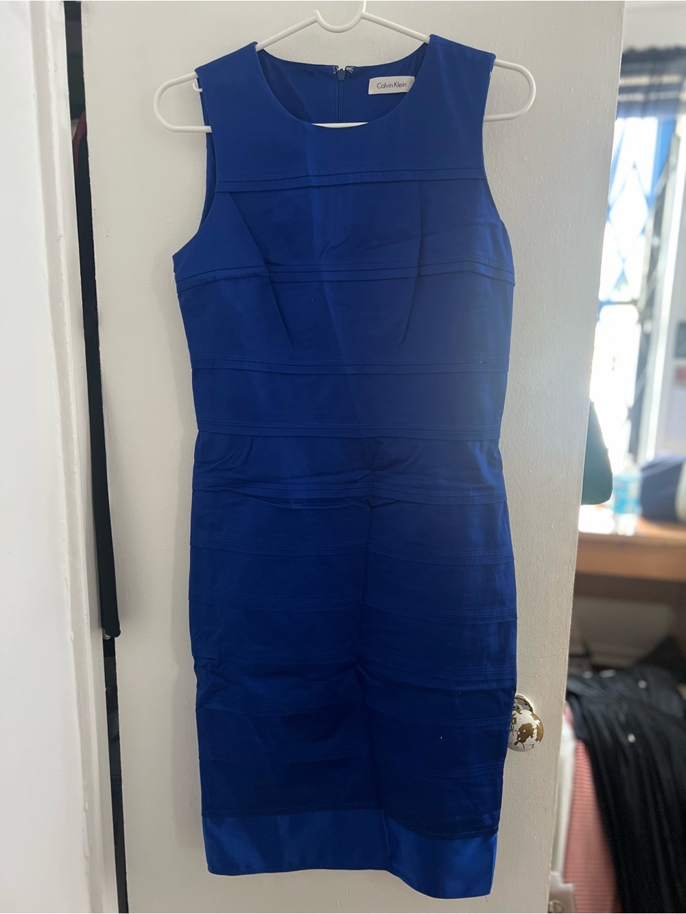 Calvin Klein Cobalt Blue Sleeveless Sheath Midi Dress